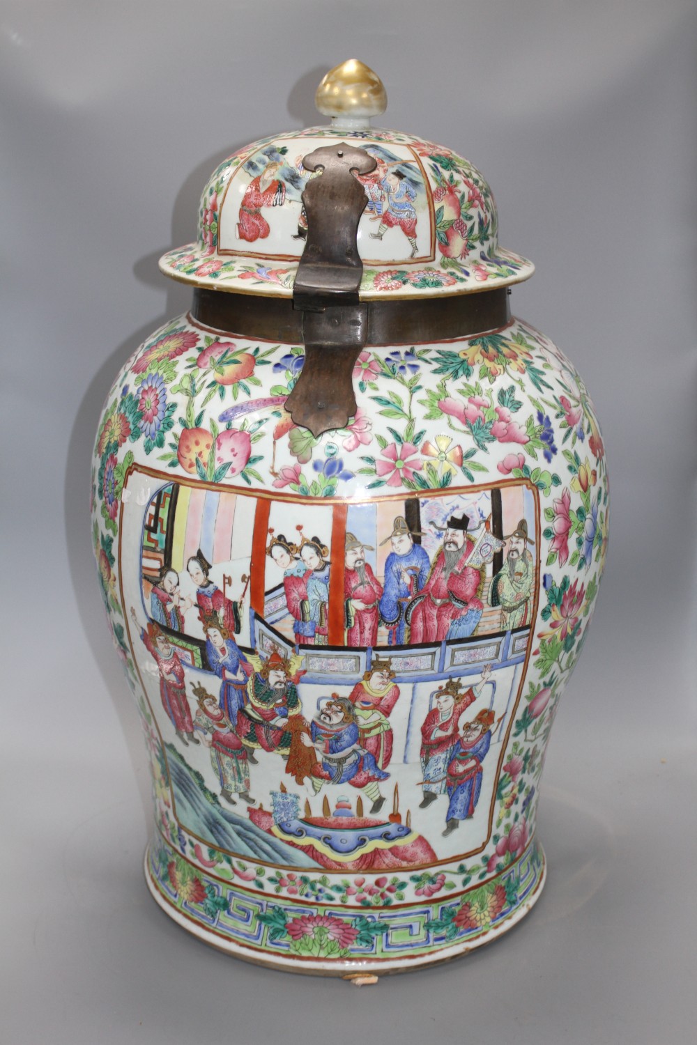 A large 19th century Chinese baluster jar and cover